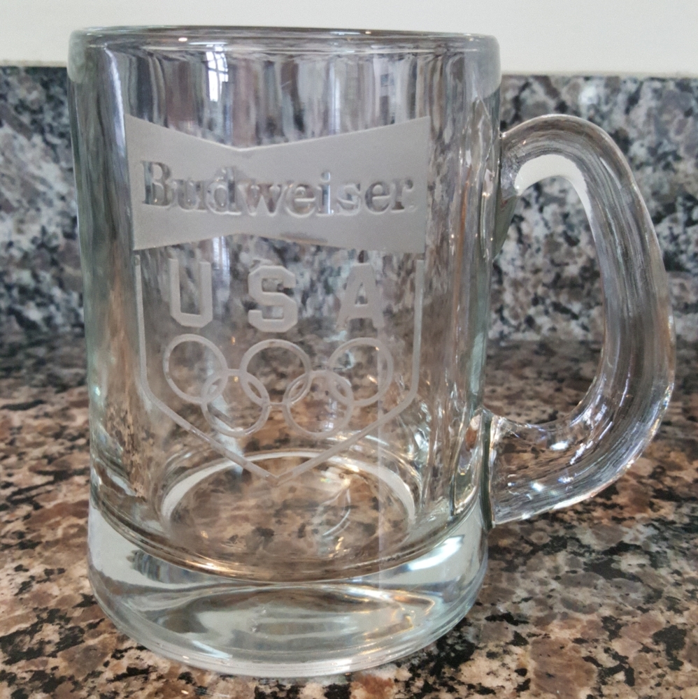 Budweiser USA Olympic beer mug glass bar